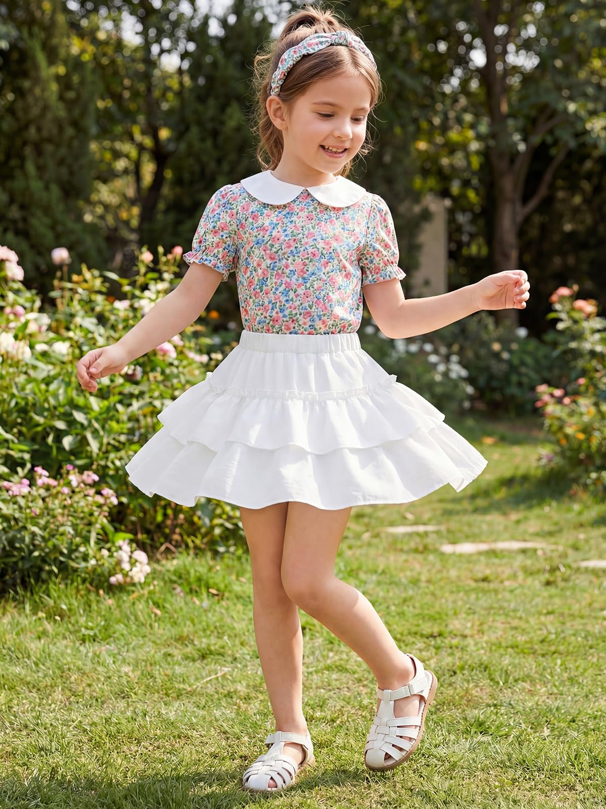 Valcatch Jupe taille haute à volants avec short pour adolescentes Y2K Mini jupes trapèze superposées jupe patineuse athlétique pour fête scolaire décontractée vêtements de sport 5, 6, 7, 8, 9, 10, 11
