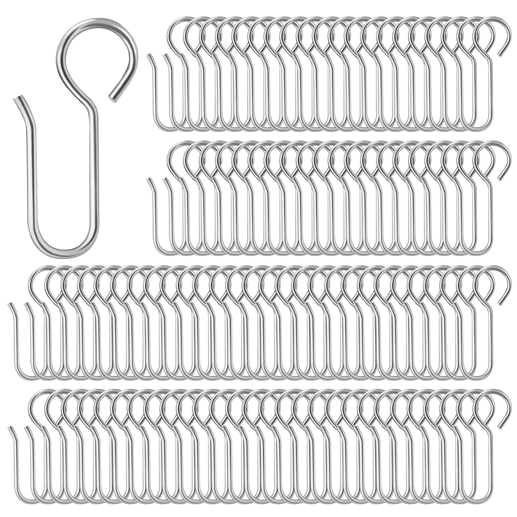 Crochets Rideaux Métalliques - Lot De 100 - Argent - Pour Rails à Rideaux, Plis Pincés - Installation Facile - Cuisine, Chambre, Salle De Bain