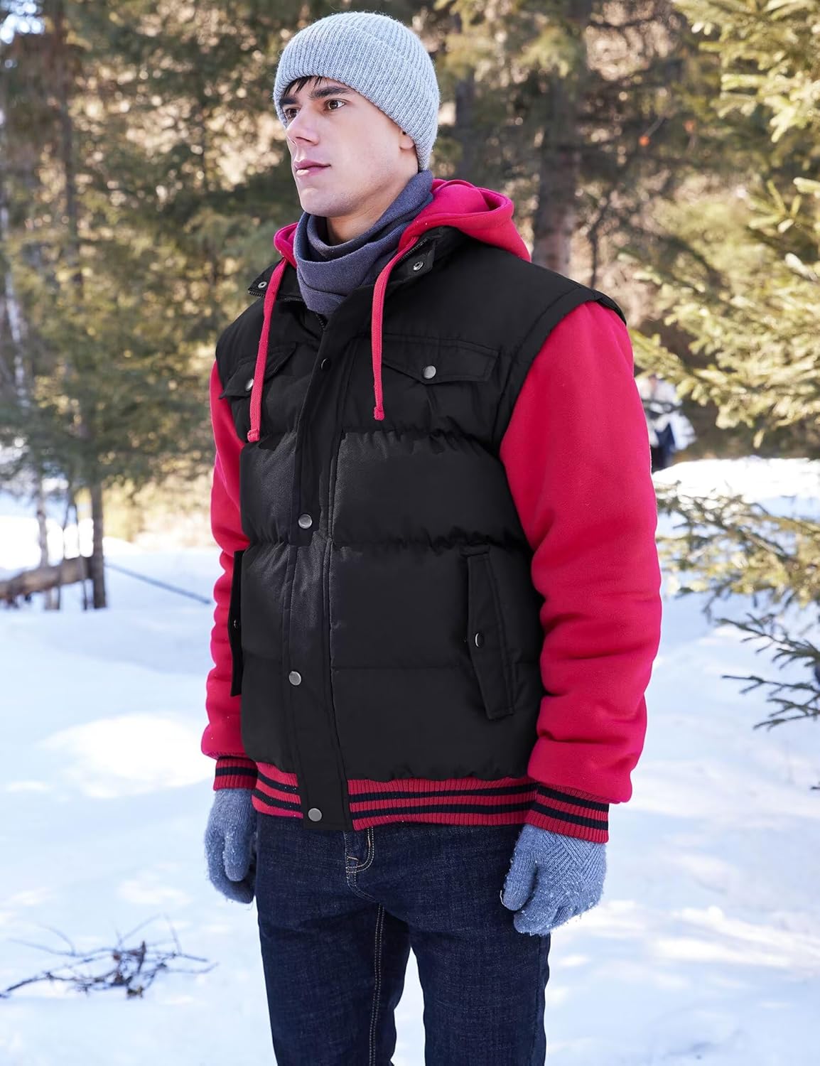 BEST SOUTH Men's Hooded Winter Coats Water Resistant Warm Thicken Insulated Full Zip Windproof Jackets with Pockets - Image 4