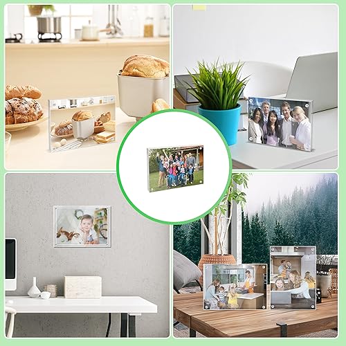 Miniatura 5 de A & R 3 paquetes de marcos acrílicos de 5 x 7, marco magnético, marco de fotos transparente de doble cara de 10 + 0.394 in de grosor, acrílico