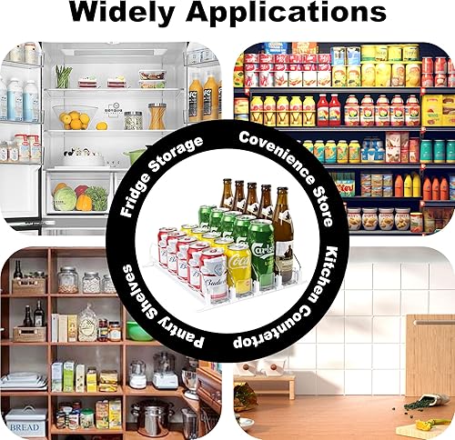 Miniatura 5 de LumoShine Organizador de bebidas para refrigerador, dispensador de latas de soda autoempujable para refrigerador, ancho ajustable para soportes de