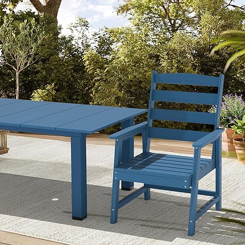 Miniatura 8 de LOUNZY Juego de 2 sillas de polietileno de alta densidad para exteriores, juego de sillas de comedor de gran tamaño para mesa de comedor, sillas de