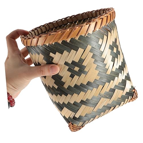 Miniatura 8 de EXQUIMEUBLE Bote de basura de bambú para decoración de huevos, contenedores de frutas, decoración de mesa, cesta de basura tejida, cesta de basura