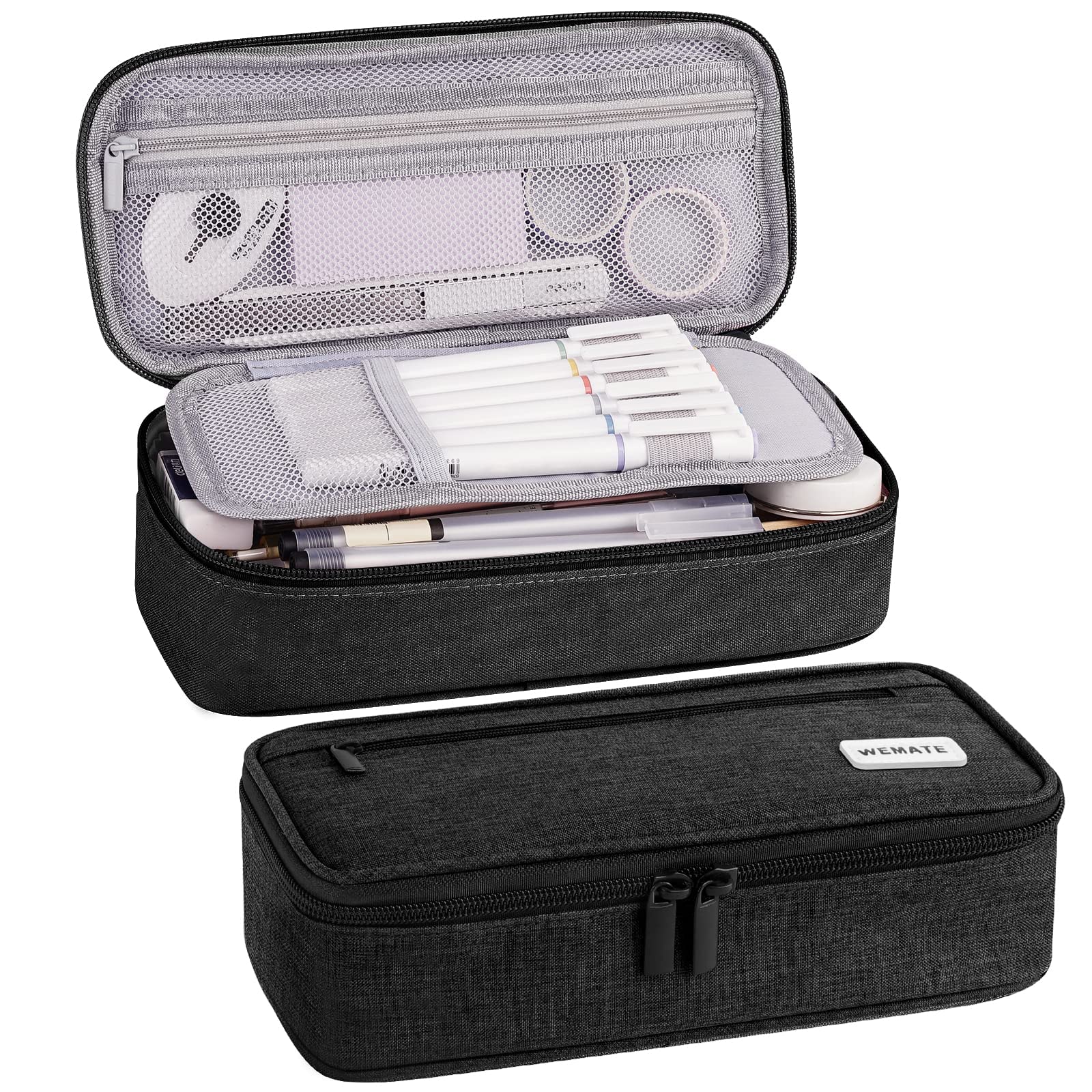 WEMATE Canvas Pencil Case, Large Capacity