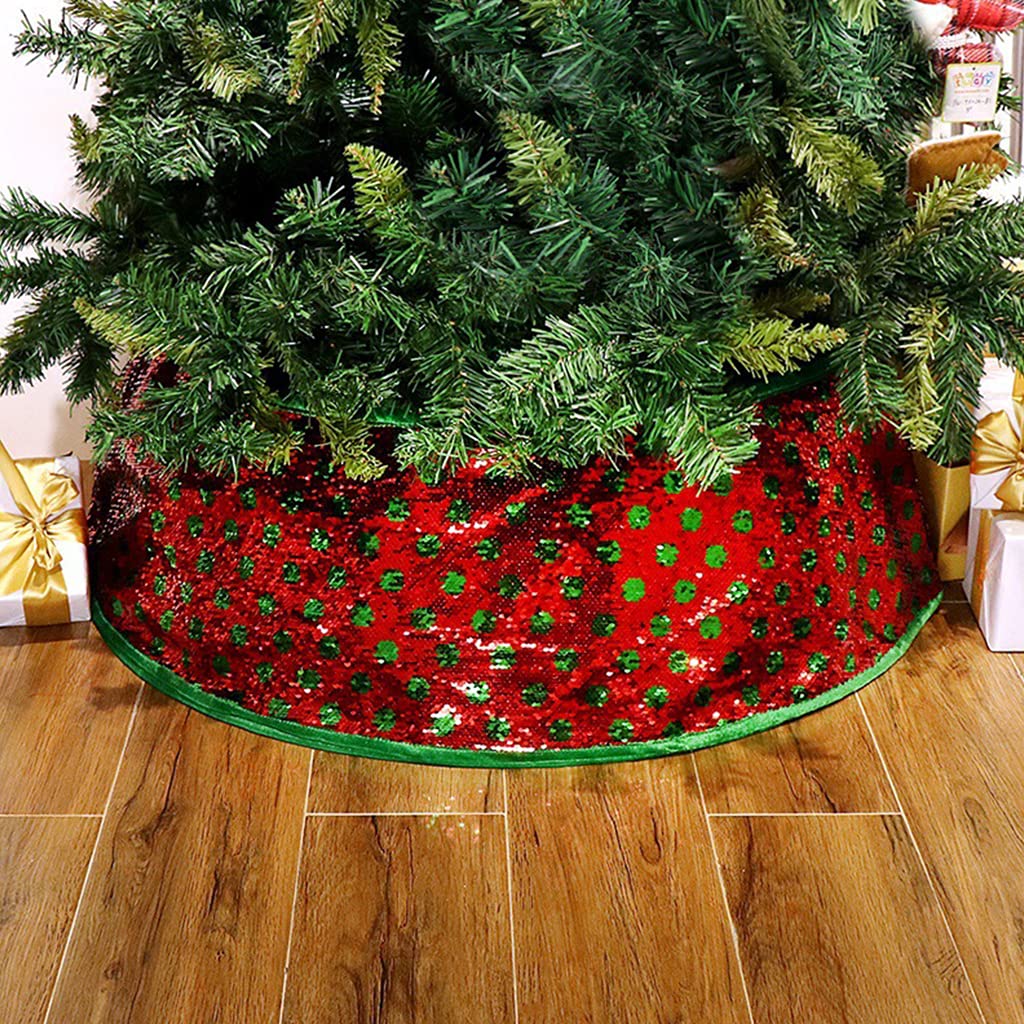 Collar de árbol de Navidad de 76 cm, cubierta base de falda de lunares, collar de Navidad, pequeño