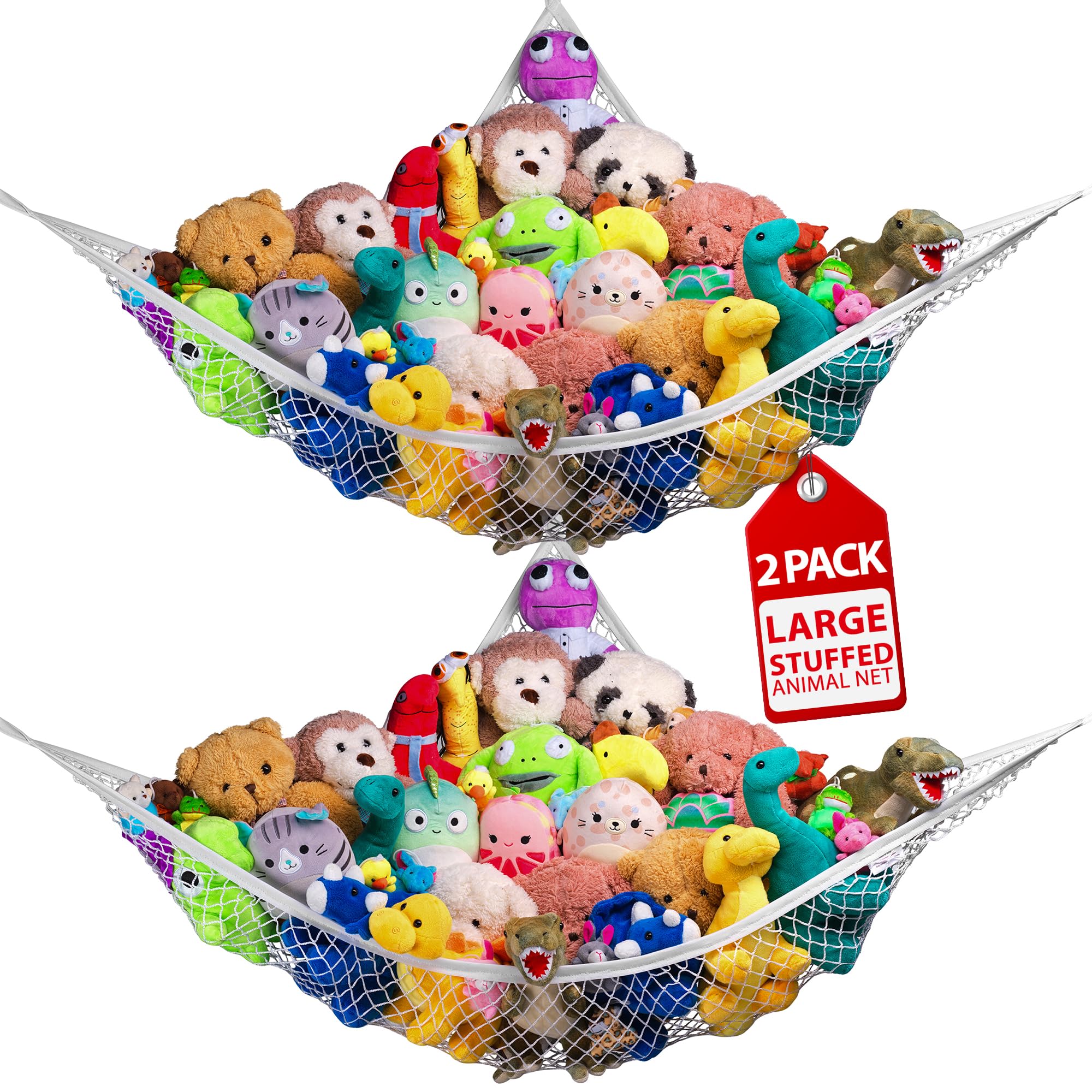Handy Laundry Stuffed Animal Hammock Corner Net 2-Pack – Stuffed Animal Net & Mesh Toy Organizer for Kids Room – Flexible Storage for Plush Toys, Teddy Bears & Cuddly Favorites – Durable, Easy Install