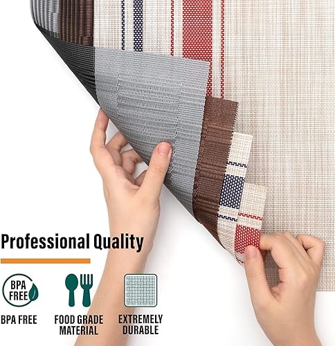 Miniatura 9 de Winknowl Manteles individuales, lavables de vinilo tejido para interiores y exteriores, resistentes al calor y al agua, elegantes manteles para mesa