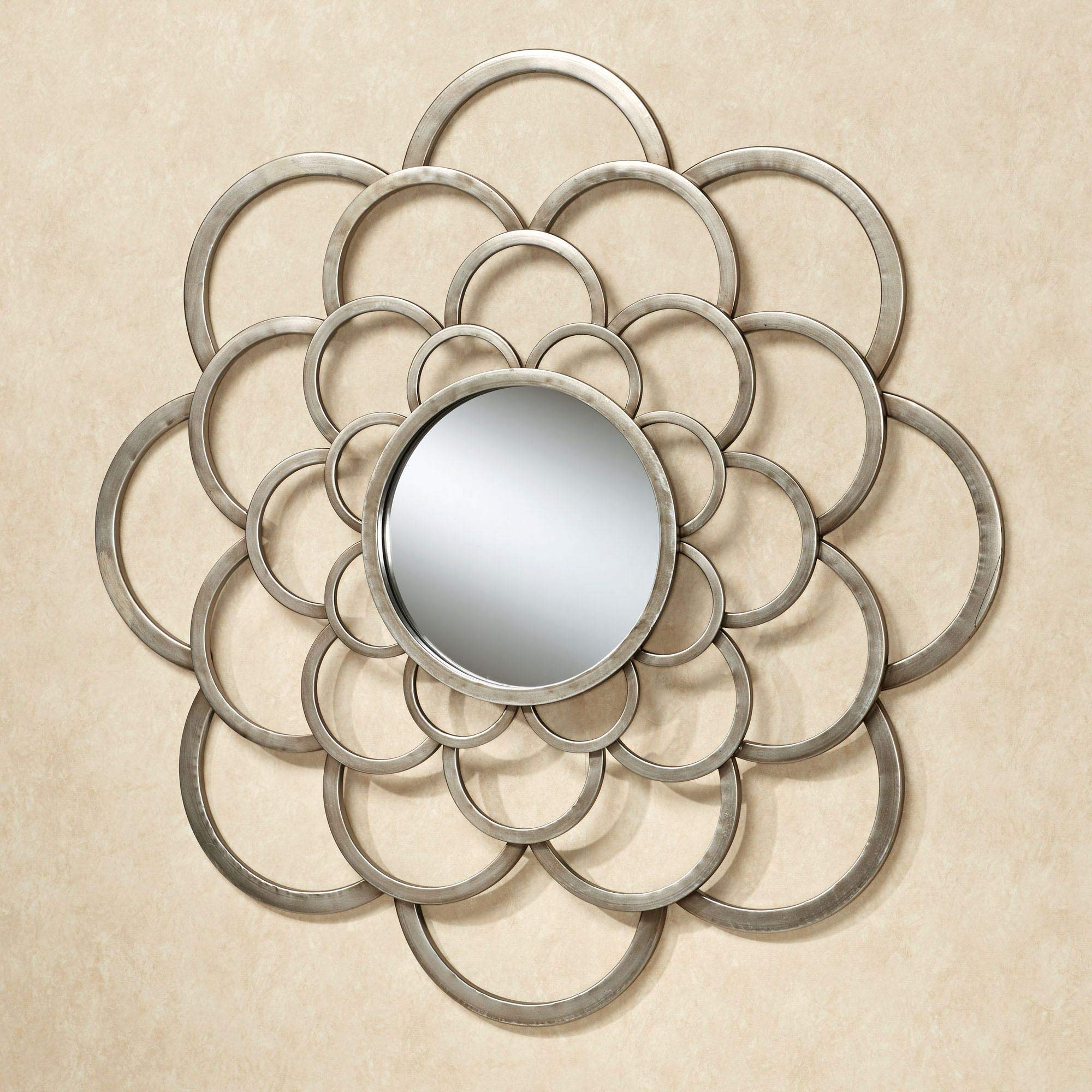 Touch of Class SILVER METAL WALL FLOWER SCULPTURE Mirror Art