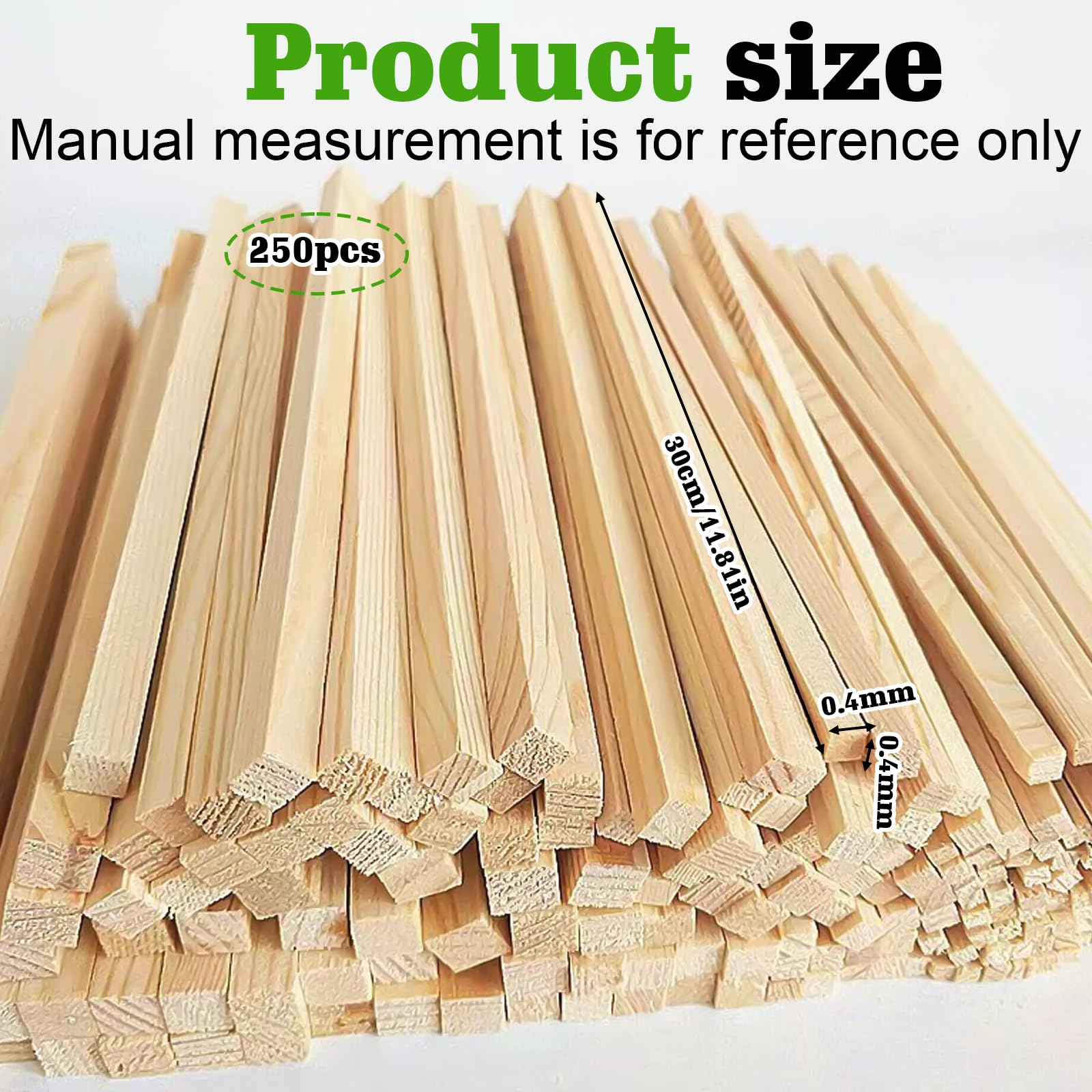 250 Bâtons En Bois Carrés 30cm - Baguettes Bambou Naturel Pour DIY, Art, Bricolage