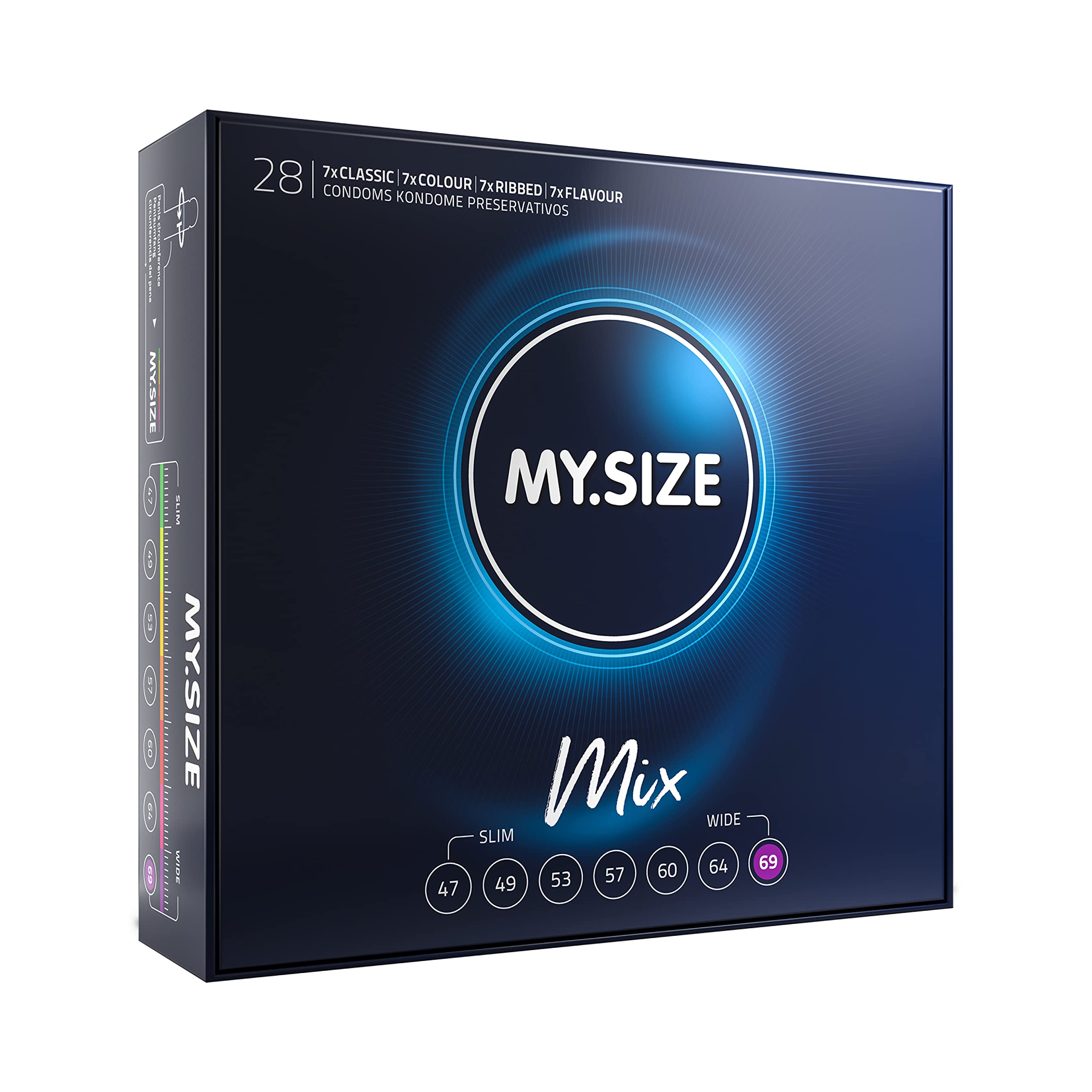 My.Size Mix Condoms Size 7, 69 mm, XXL, Bulk Pack, Contains 28 Pieces 69mm 28 count (Pack of 1)