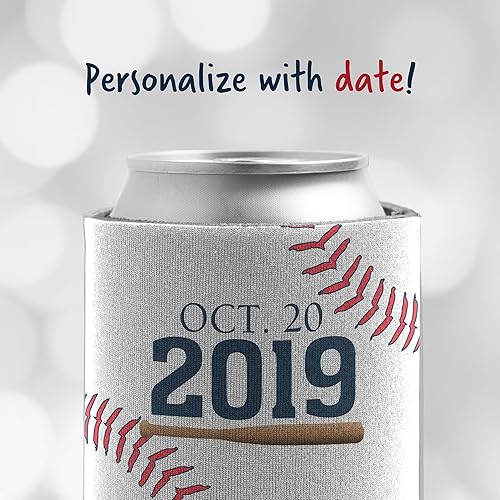 Miniatura 6 de VictoryStore Enfriadores de latas personalizados para despedida de soltero de béisbol, un último columpio antes del anillo, juego de 6 fundas