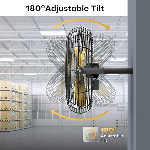 Miniatura 5 de Ventilador de pared industrial de 18 pulgadas, ventiladores de pared de metal de 4800 CFM con motor Poweful, 3 velocidades, ventilador resistente