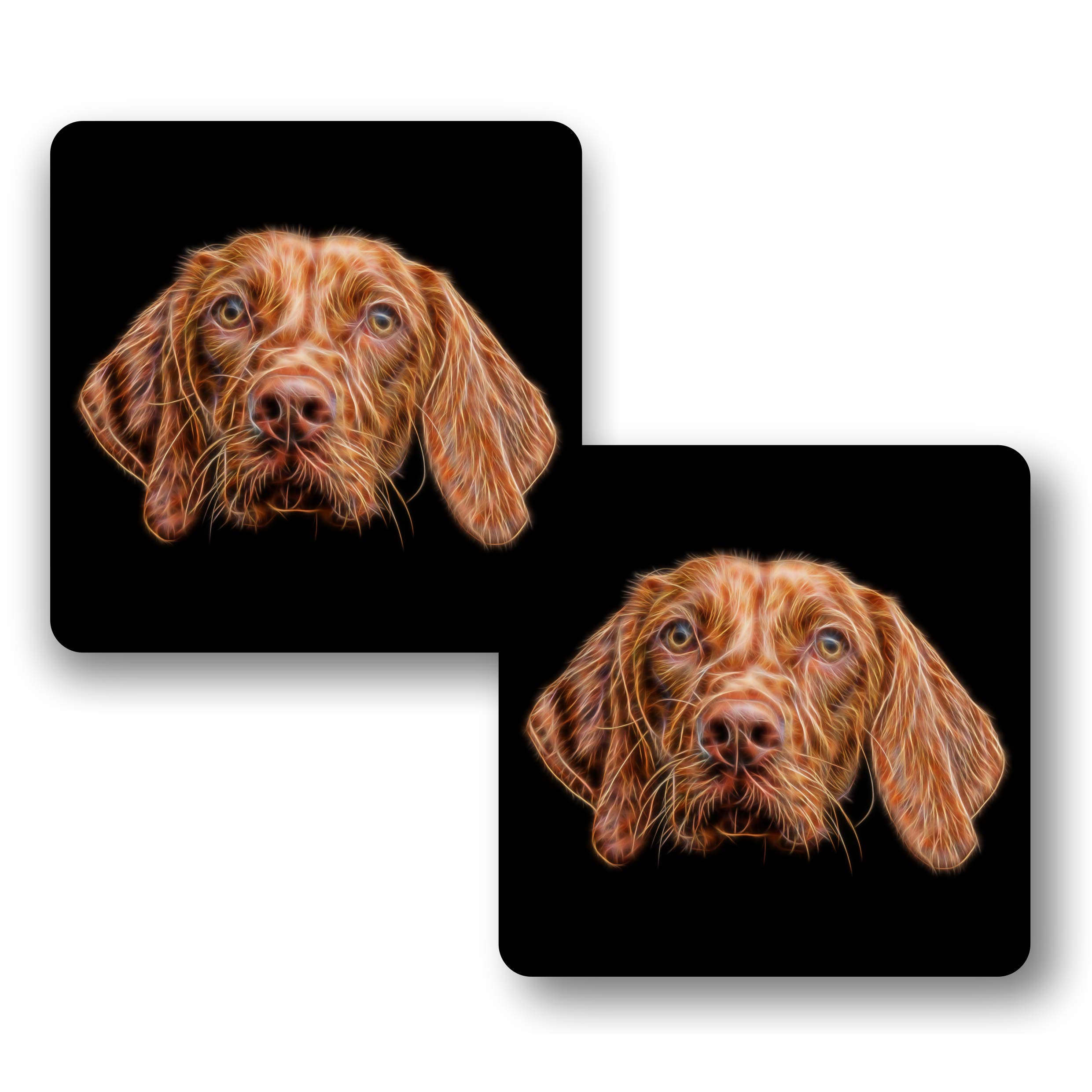Fractal Artworks Hungarian Vizsla Coaster Set of 2 with Fractal Art Design 1-1