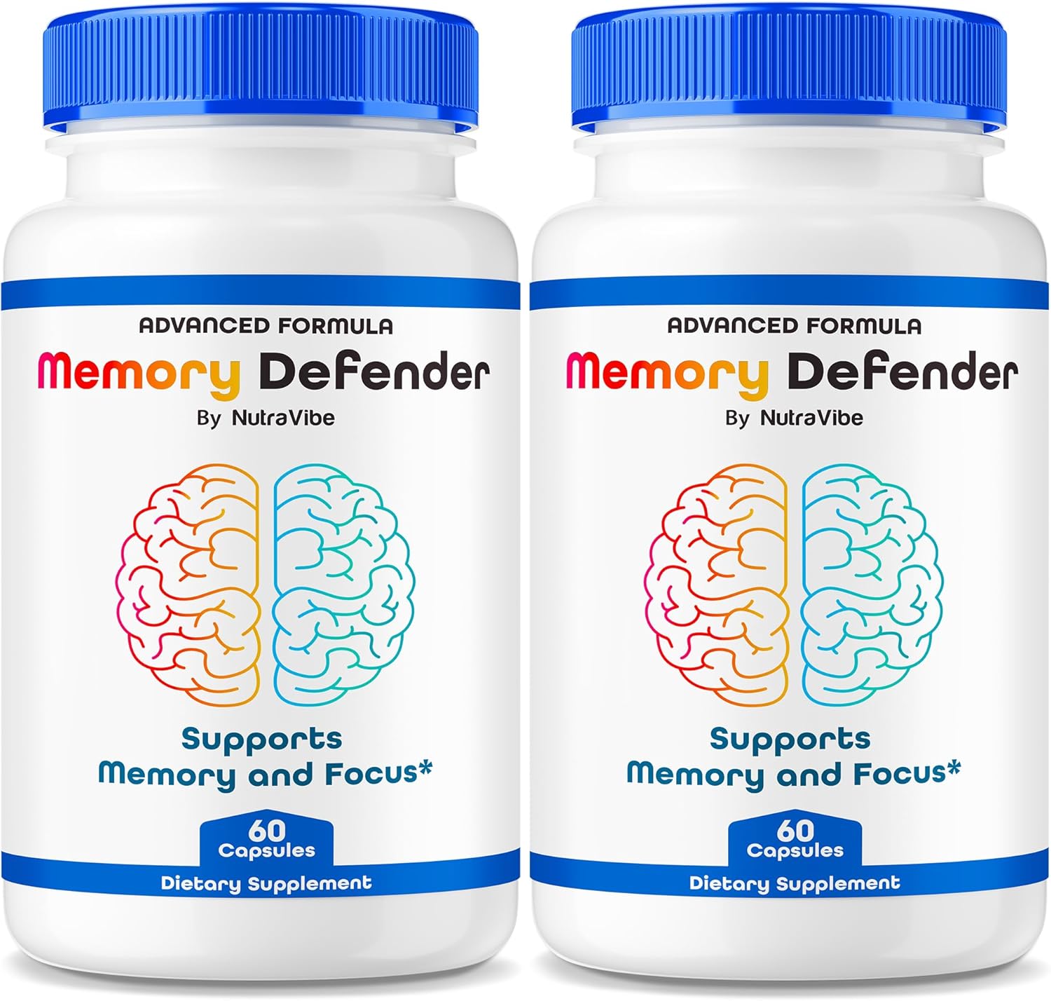 (2 Pack) Memory Defender Capsules- Premium Daily Support to Sharpen Memory, Focus & Concentration, All-Natural Ingredients For Balanced Health and Function, Easy-To-Swallow Pills (120 Capsules)