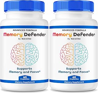(2 Pack) Memory Defender Capsules- Premium Daily Support to Sharpen Memory, Focus & Concentration, All-Natural Ingredients for Balanced Health and Function, Easy-to-Swallow Pills (120 Capsules)