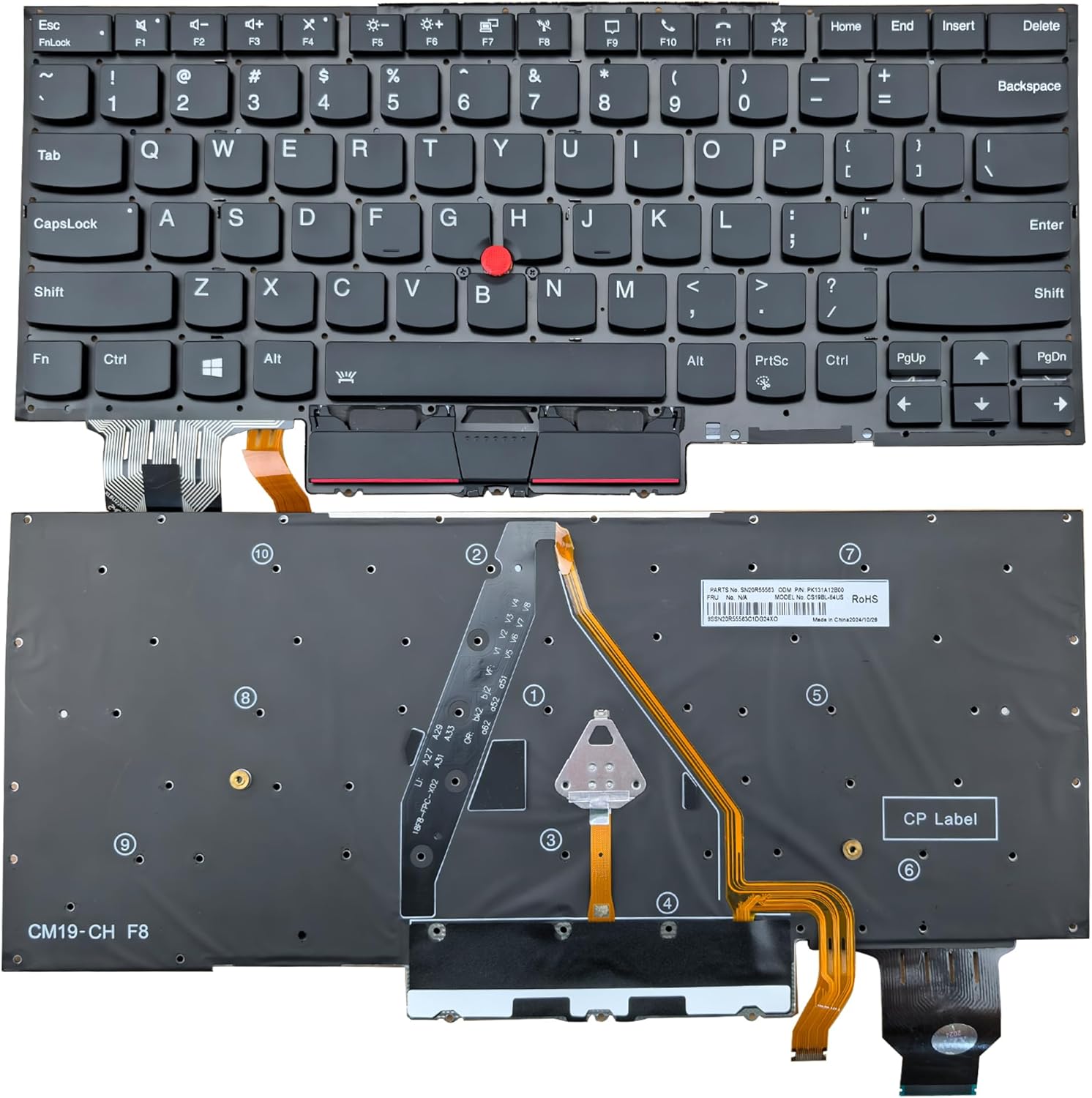 BestParts Backlit Laptop Keyboard Replacement for Lenovo Thinkpad X1 Carbon 8th Gen 2020 Gen 8 (Type 20U9, 20UA) X1 Yoga 4th Gen 2019 Gen 4 (Type 20SA, 20SB) (Type 20QF, 20QG) US Layout Black