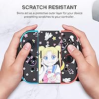Vista 5 de DLseego Calcomanía para Switch Skin Pretty Pattern Full Wrap Skin Protective Film Sticker Design para Switch-Black Sailor Moon