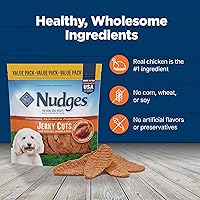 Vista 7 de Blue Buffalo Nudges Jerky Cuts - Golosinas para perros, fabricadas en los Estados Unidos con ingredientes naturales, pollo y pato, bolsa de 36 onzas