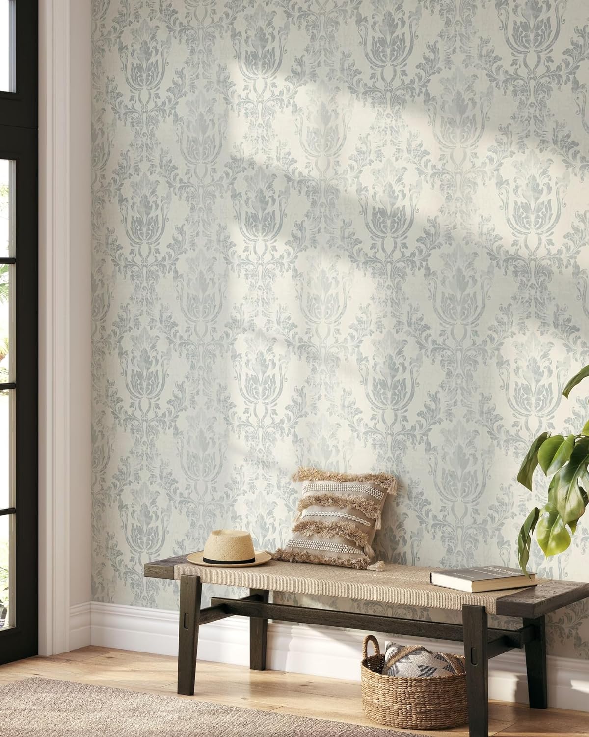 Trendy Damask Peel and Stick Wallpaper | Removable Self Adhesive Vintage Damask Pattern | Baroque Wallpaper (1 roll 24" W x 96" H)