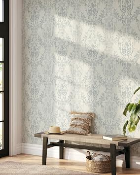 Trendy Damask Peel and Stick Wallpaper | Removable Self Adhesive Vintage Damask Pattern | Baroque Wallpaper 1 roll 24" W x 96" H