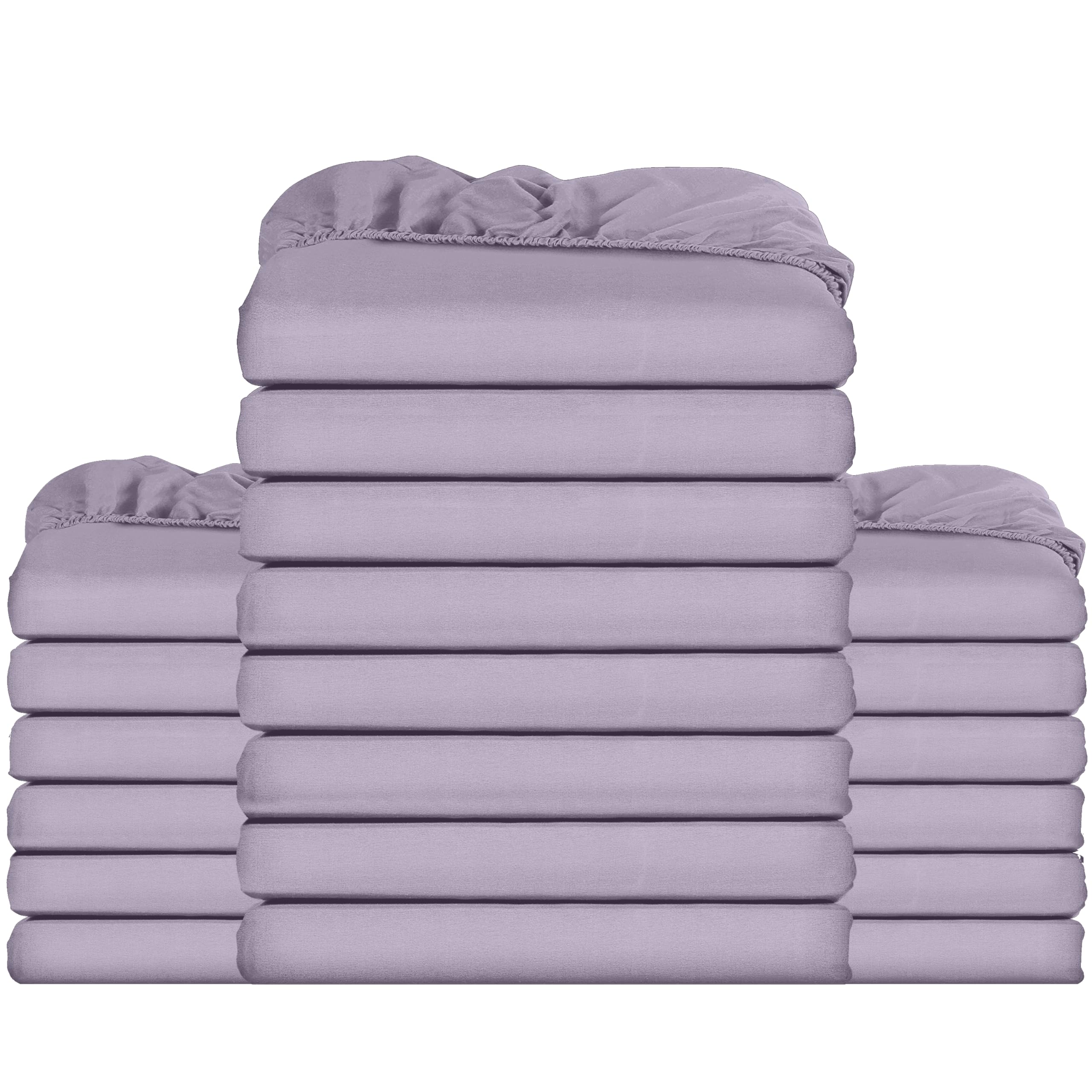 Utopia Bedding Fitted Sheet Bulk Pack of 20 Pieces - King, Lavender - Deep Pocket - Easy Care Soft Brushed Microfibre Fabric - Shrinkage and Fade Resistant - Bottom Sheet