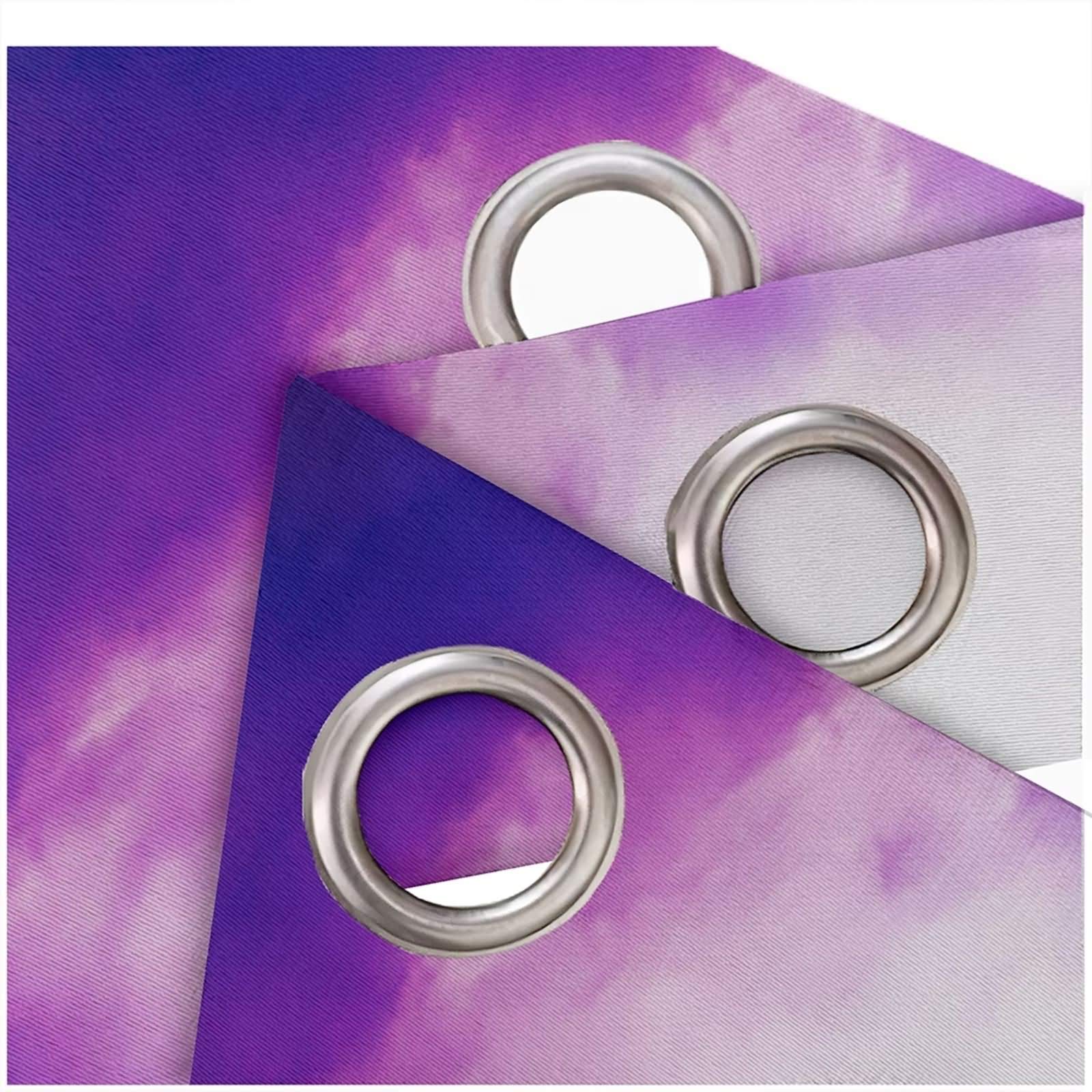 KnSam Rideau Isolation Thermique pour Chambre Salon, 107x214CM x 2PCS, Rideau Imprimé Nuages Ciel Violet