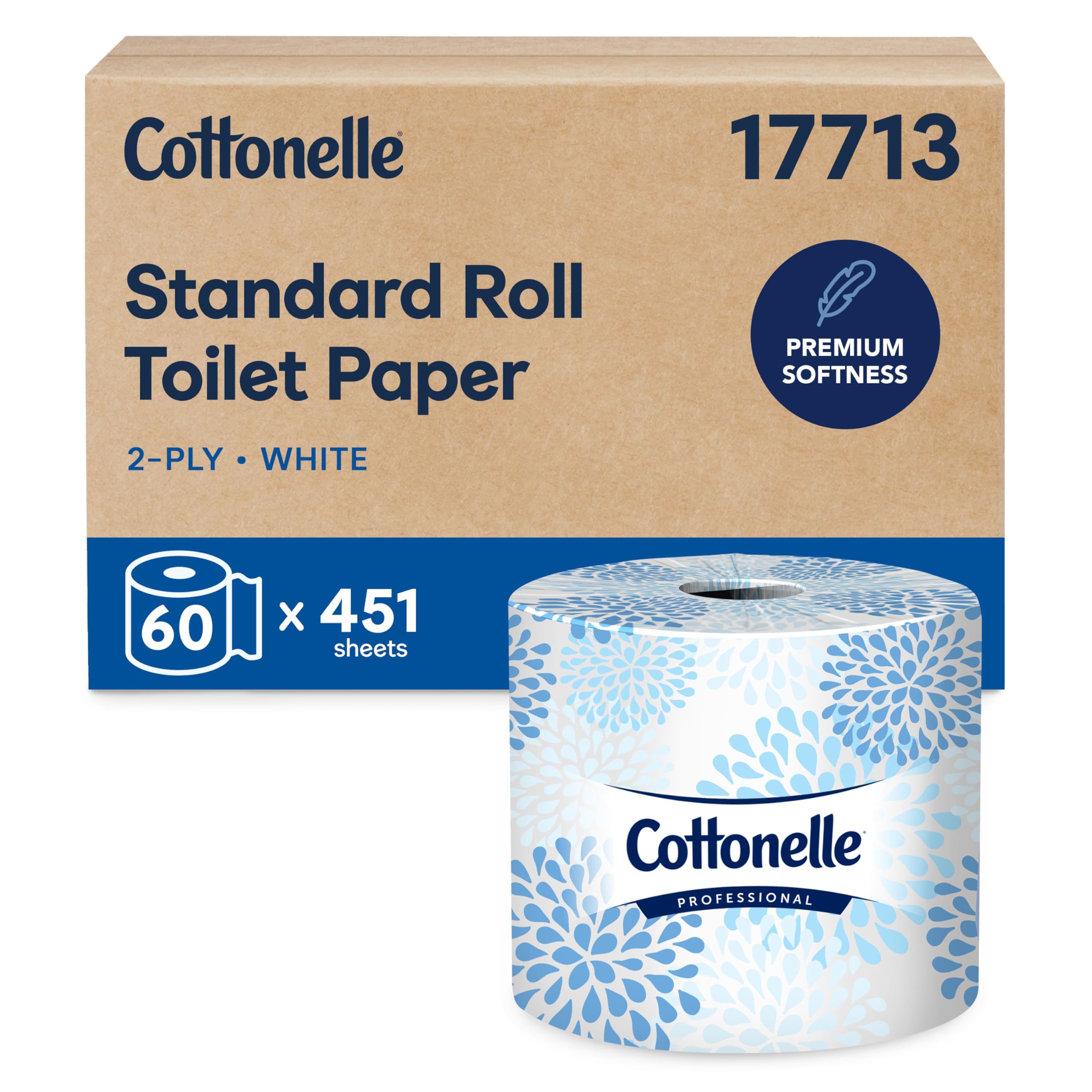 Bulk Toilet Paper for Business (17713), Standard Toilet Paper Rolls, 2-PLY, White, 60 Rolls/Case, 451 Sheets/Roll