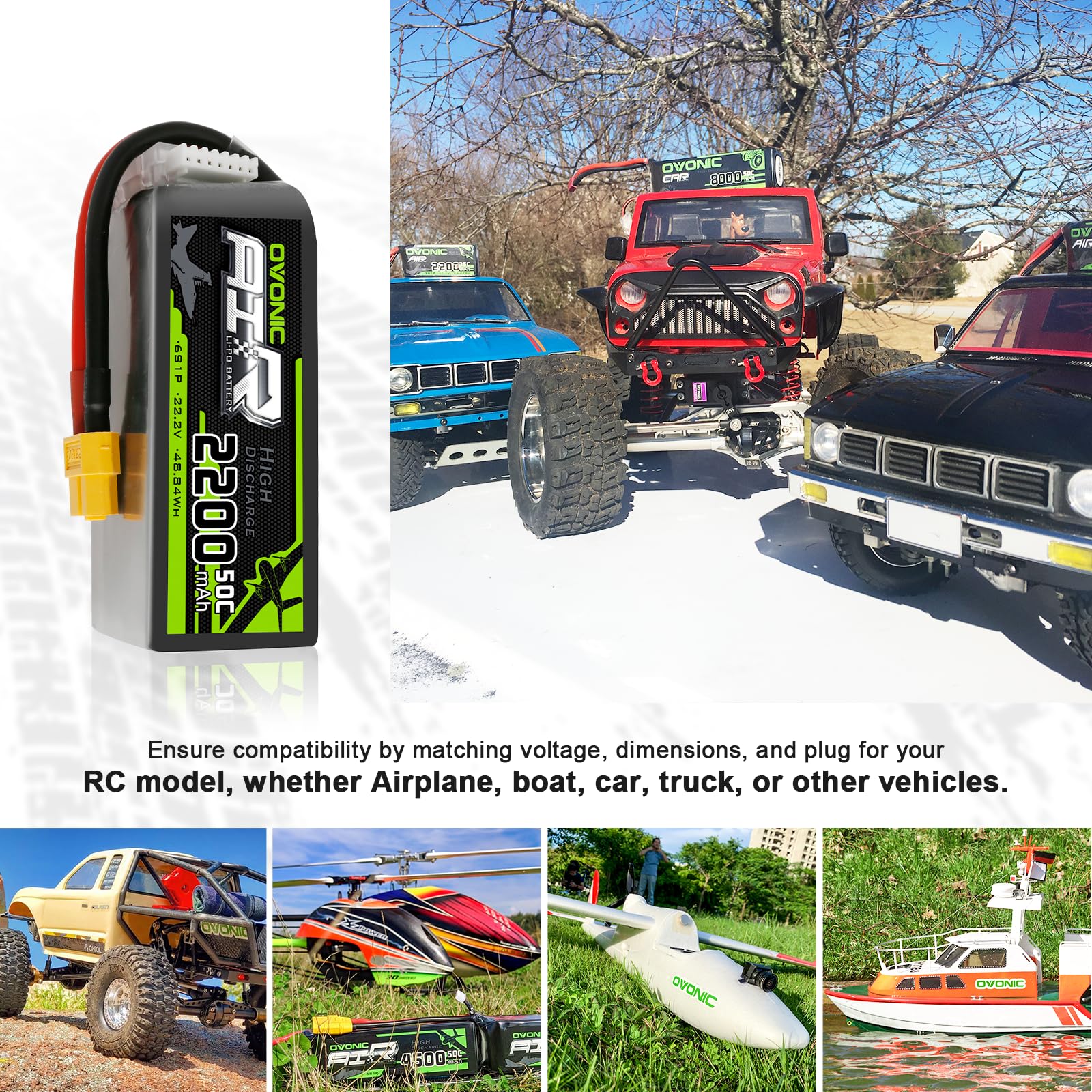 Ovonic-Paquete De Batería LiPo 120C 6S, 1300mAh, 22,2 V, Con Enchufe Xt60 Para Carreras Fpv
