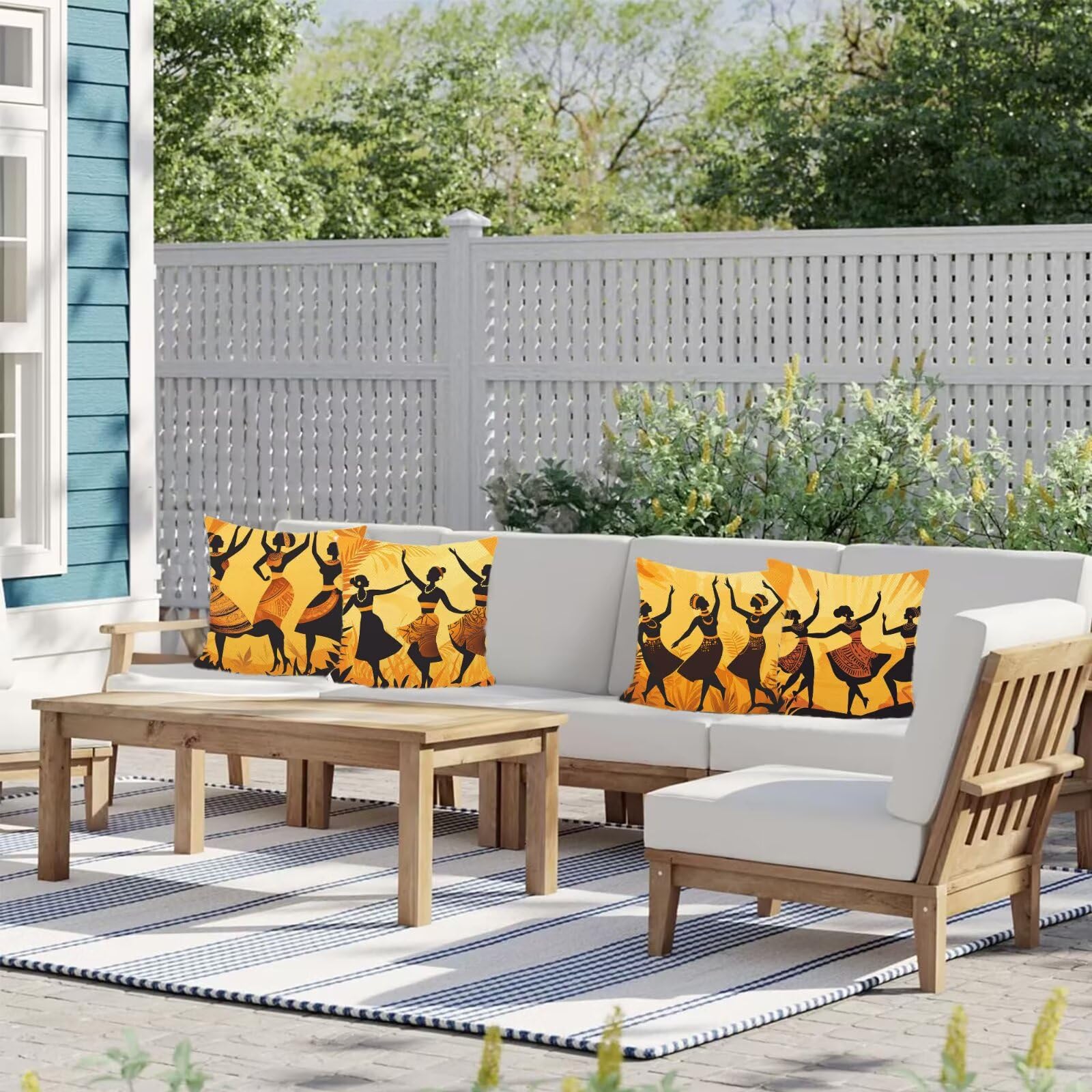 Cuscini Per Divano 60x60cm Set di 4 Cuscini da Esterno Divano Indiani Cuscino Esterno Decorativo in Piazza Estate Lino Impermeabile Cuscino Outdoor Pillowcase, Decorazione Del Giardino Pianta N-4