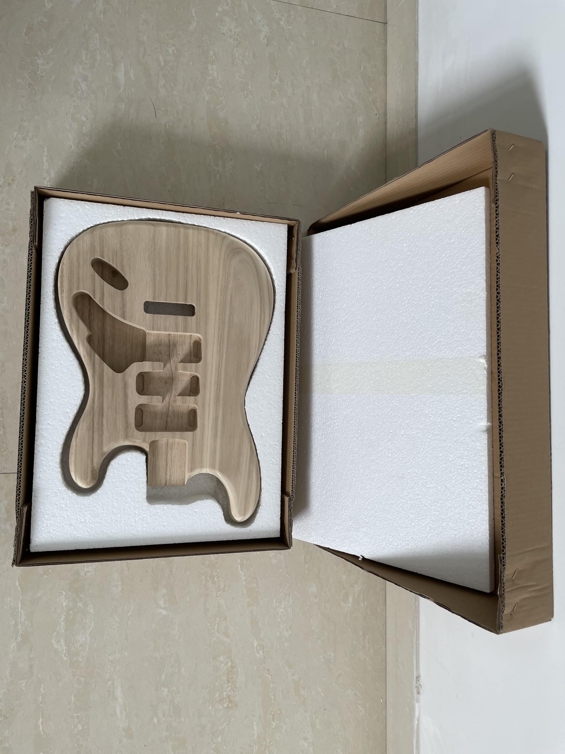 Unfinished Handcrafted Guitar Body Candlenut Wood Electric Guitar Body Guitar Barrel Replacement Parts for ST Style Guitars DIY Parts
