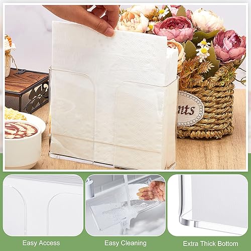 Miniatura 3 de Layhit Paquete de 2 servilletas de acrílico transparente para toallas de invitados de 9 x 2.375 x 3.75 pulgadas, dispensador de servilletas de 7 x