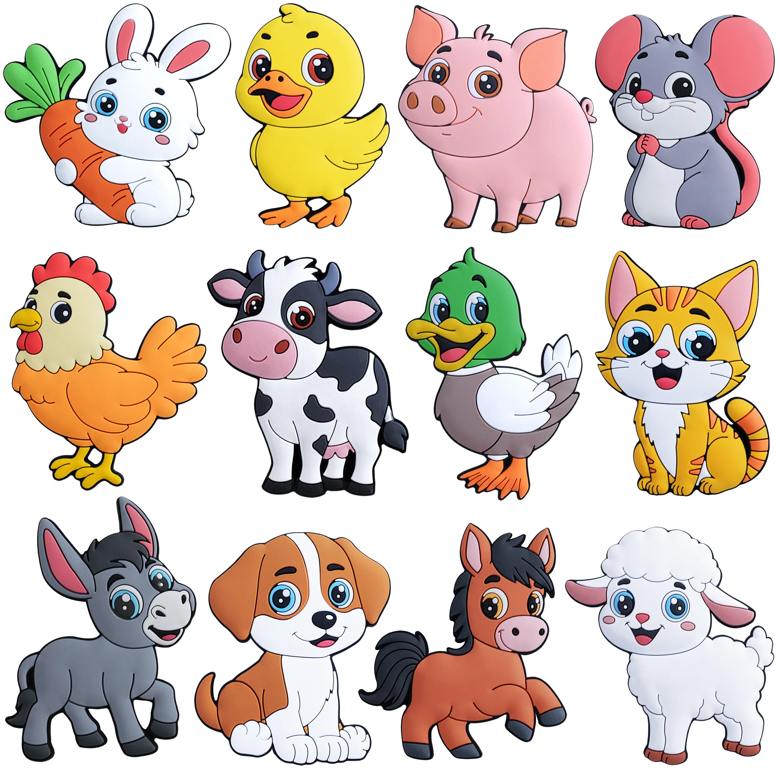 Photo 1 of 12PCS Fridge Magnets for Toddlers Cute Farm Animals Refrigerator Magnets Large Full Back Magnetic Animal Decorative Fridge Magnets Funny Rubber Magnetic Gift for Refrigerator Whiteboard Cruise Door