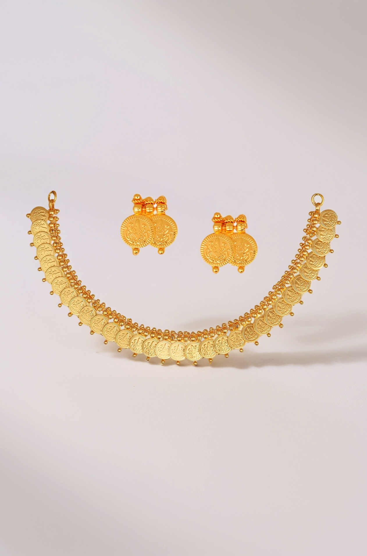 Jewellery Set Gold Plated Laxmi Temple Coin Necklace Set With Earrings Jewellery For Women & Girls