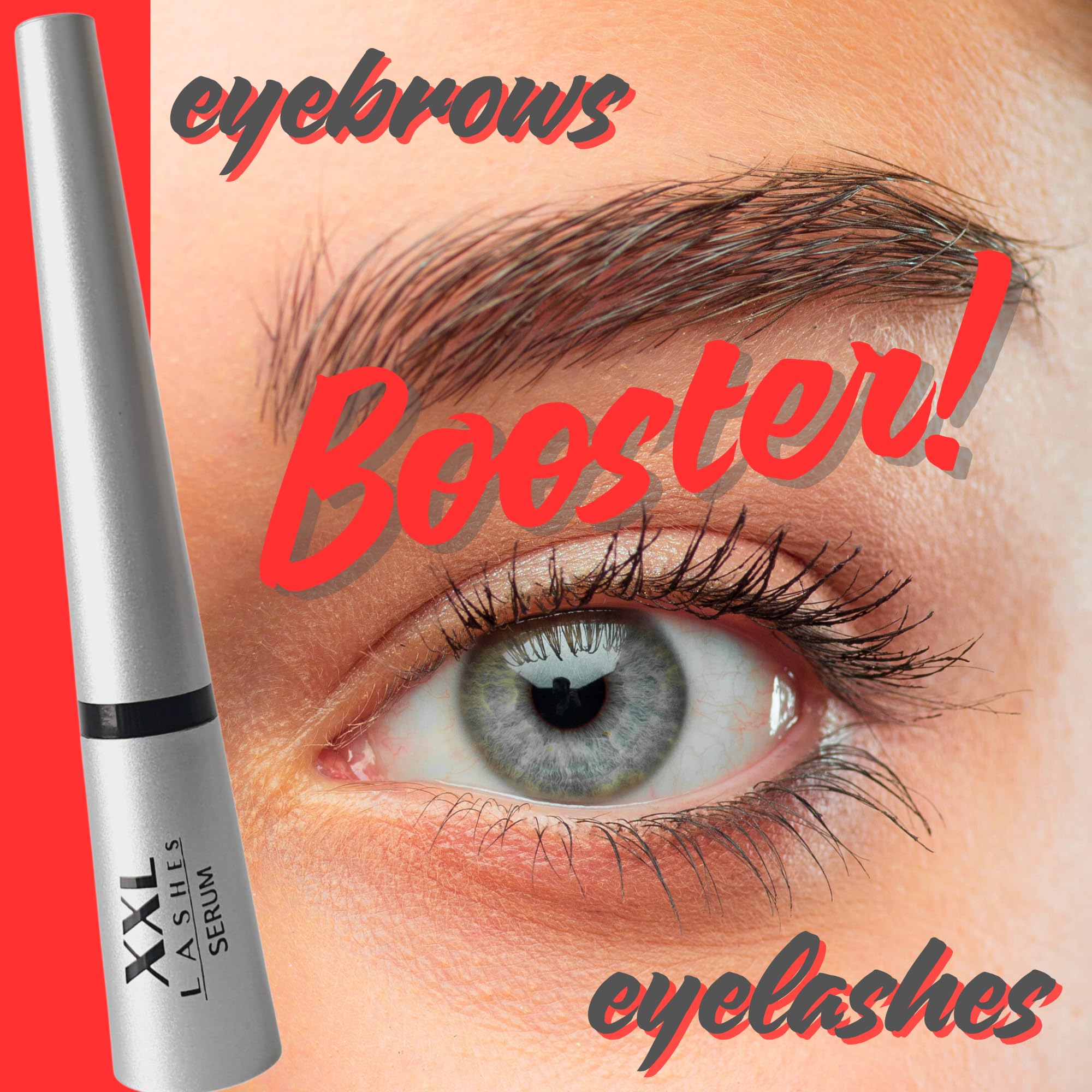 XXL Lashes Sérum pour cils, sérum rehausseur de sourcils pour une croissance rapide des cils et des sourcils, l'allongement, effet testé, cils plus longs, épais et forts en 4 semaines, végétalien