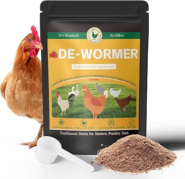 Chicken De-w0rmer, All-Natural Formula-Chili Mix, Safe for Eggs | Support Gut Balance, Healthy Digestion & Vitality for Laying Hens, Ducks, Turkeys and Backyard Poultry | Effective for All Ages&Sizes