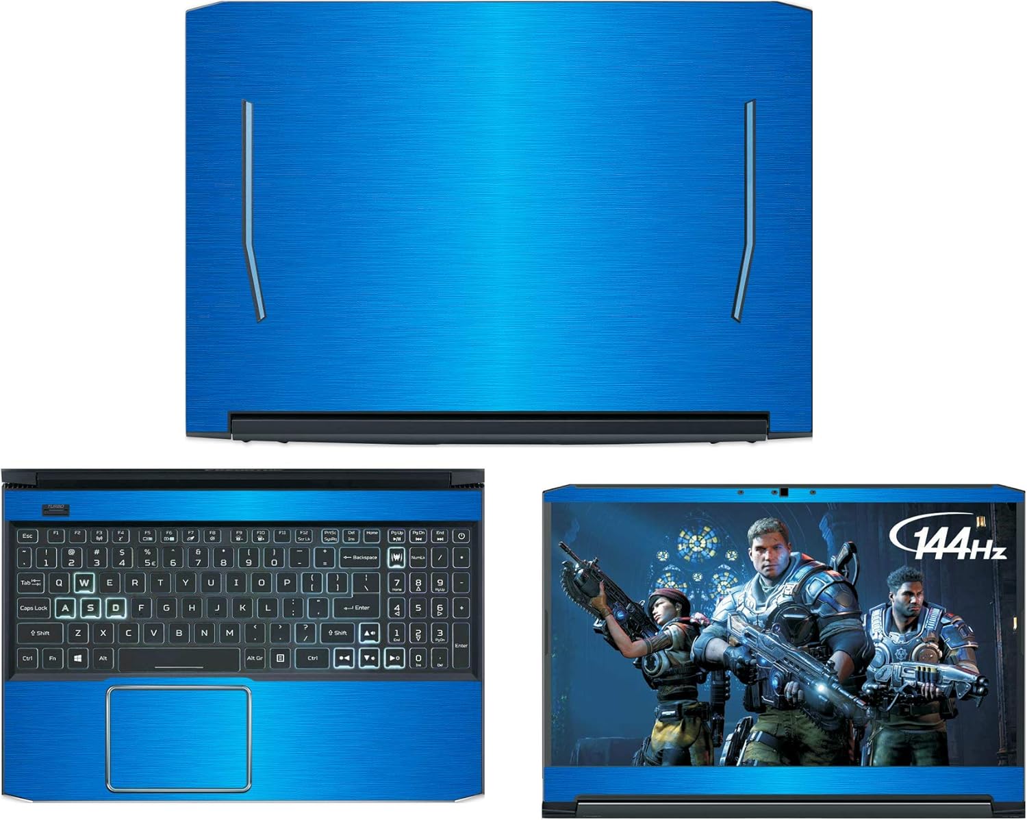 Decalrus - Protective Decal for Acer Predator Helios 300 PH315-52 (15.6" Screen) Laptop LITE Blue Texture Brushed Aluminum Skin case Cover wrap BAACprdator_Helio_300_PH315-52LiteBlue