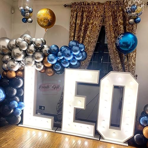Miniatura 2 de Globos de látex azul cromado de 12 pulgadas, 50 globos de látex metálicos azul claro para guirnalda de globos, decoración de fiesta, globos azul