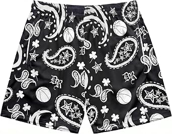 DIOTSR Mens Paisley Graphic Shorts Athletic Basketball Bandana Shorts Running Streetwear Y2k Drawstring Waist
