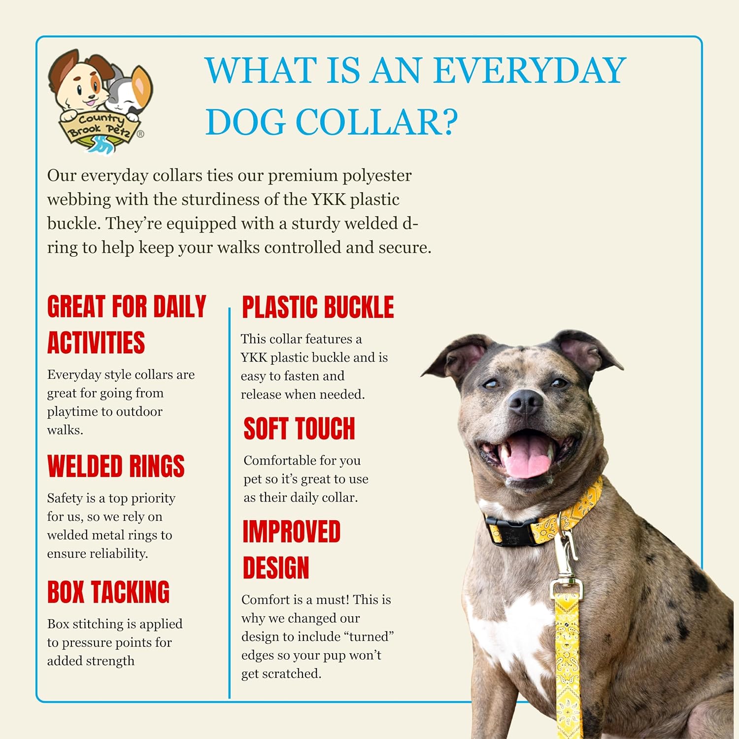 Country Brook Petz - Yellow Bandana Everyday Dog Collar - Made in the U.S.A. - Country and Western Collection Featuring Rustic Designs (1 Inch, Medium) image 5