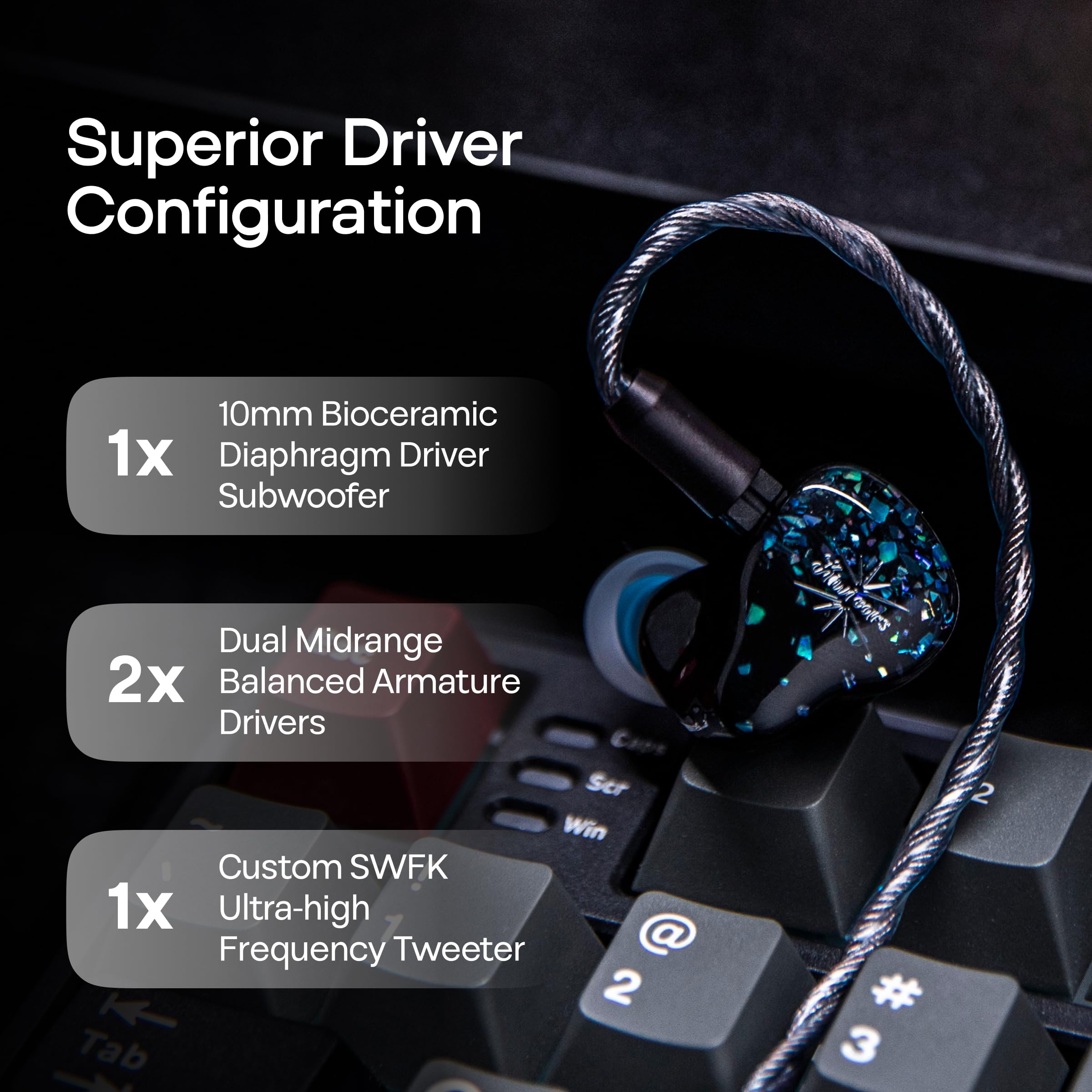 Linsoul Kiwi Ears Astral 1DD+6BA Hybrid in Ear Monitor, Fones de