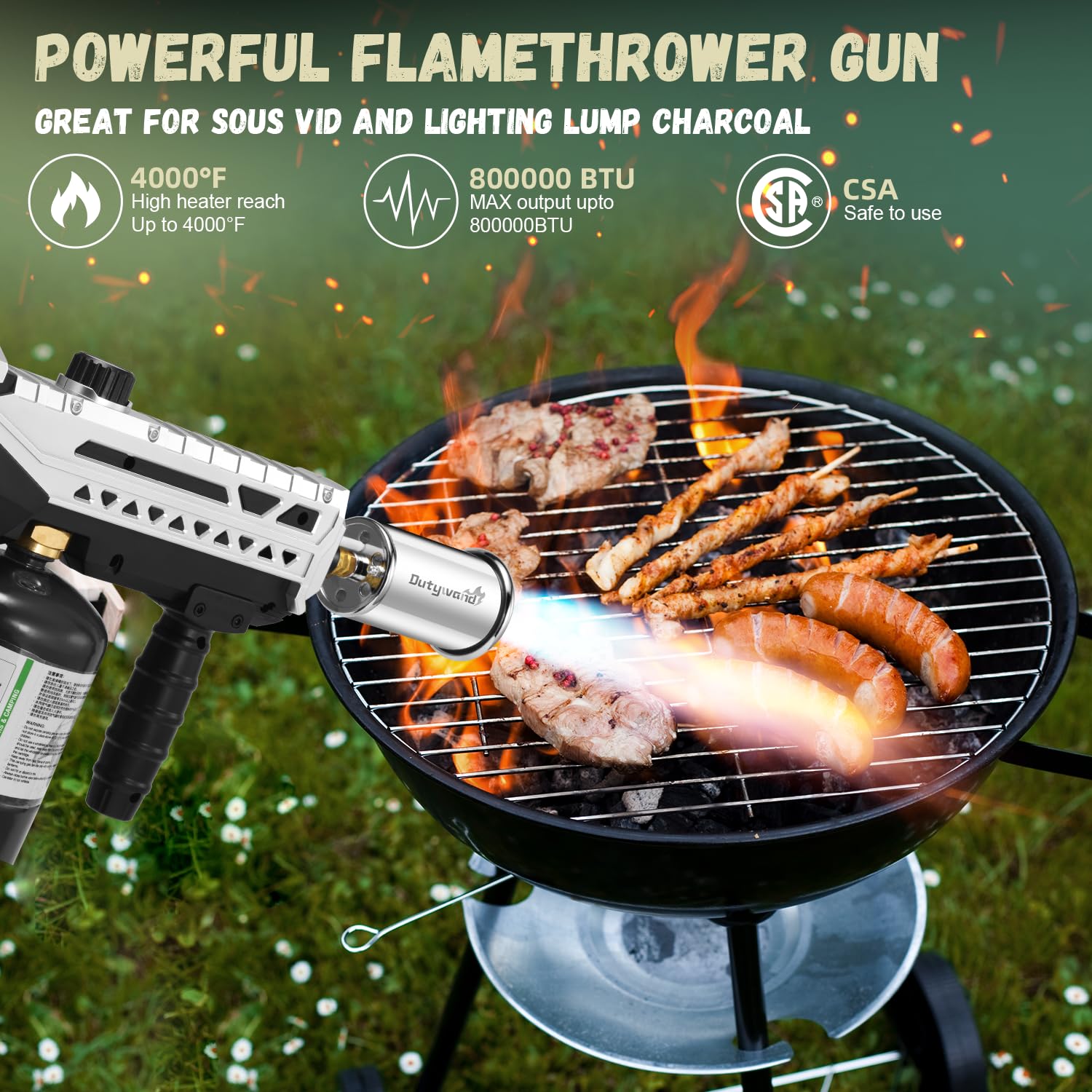 Potente pistola de antorcha de propano – Antorcha de cocina – Lanzallamas ajustable para barbacoa, camping, fogata, Weilding, filete abrasador, deshierbe (tanque no incluido)
