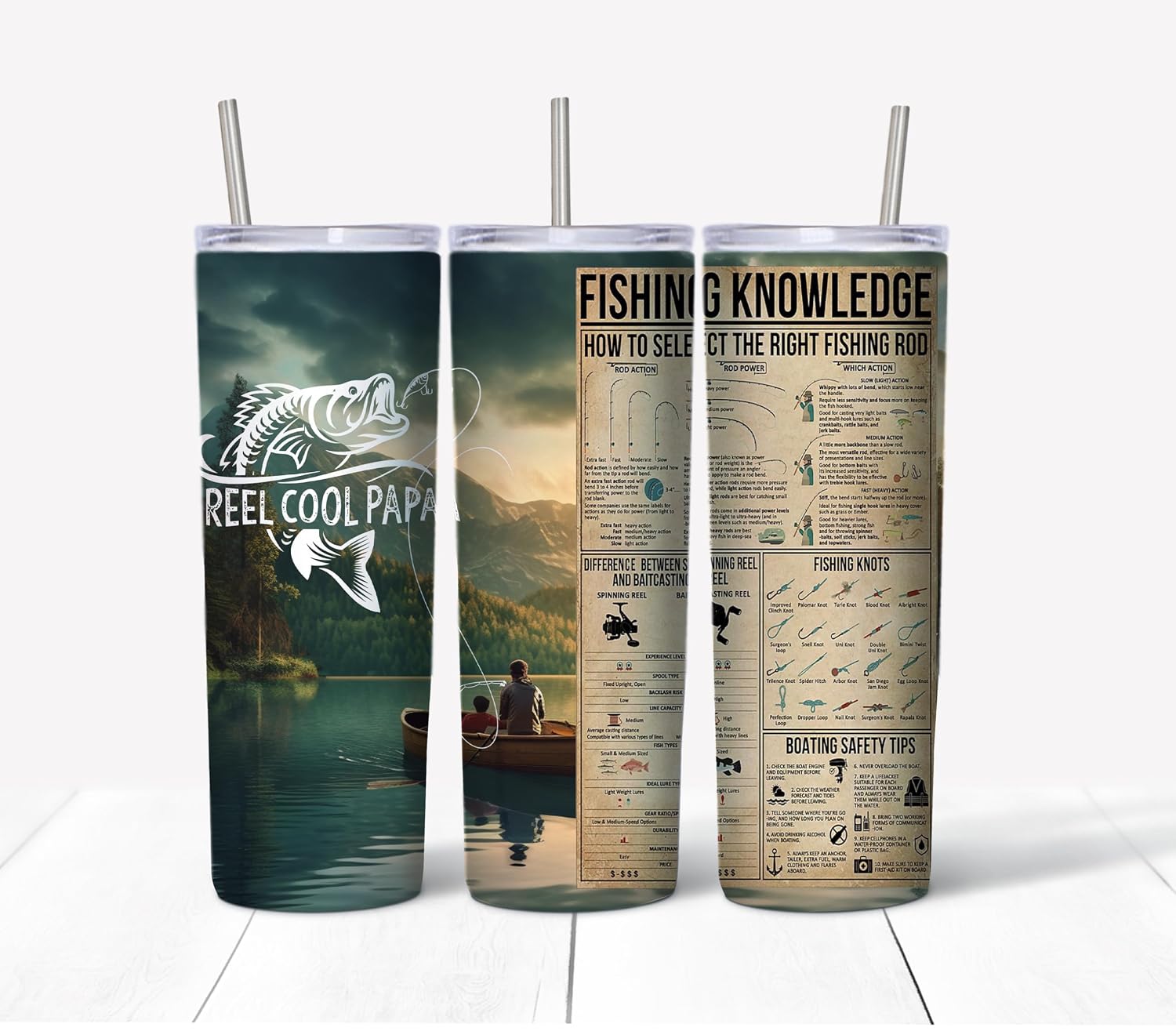 Amazon.com: Reel Cool Papa Skinny Tumbler w/Sliding Lid and Straw- 20 ...
