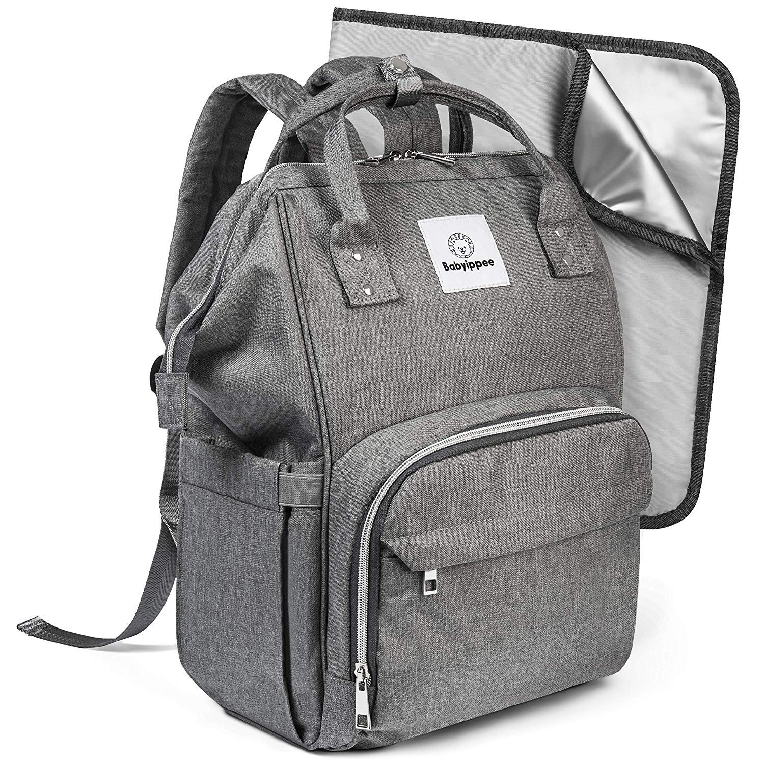 Baby Diaper Bag Backpack by BABYIPPEE - Large Changing Pad - Waterproof Lining - Insulated Bottle Pockets - Bottom Access Zip - Compact yet Spacious Design - Comfortable Shoulder Straps for Daily Use