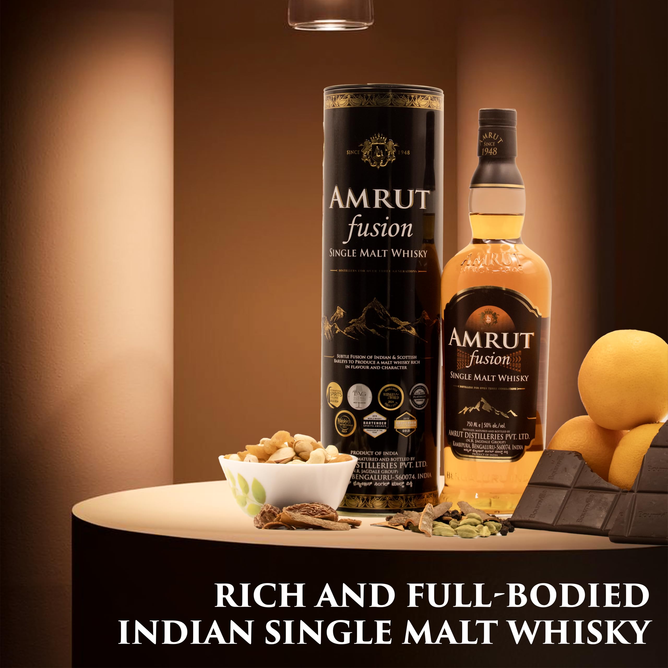 Amrut Indian FUSION Single Malt Whisky 50% Vol. 0,7l in Tinbox