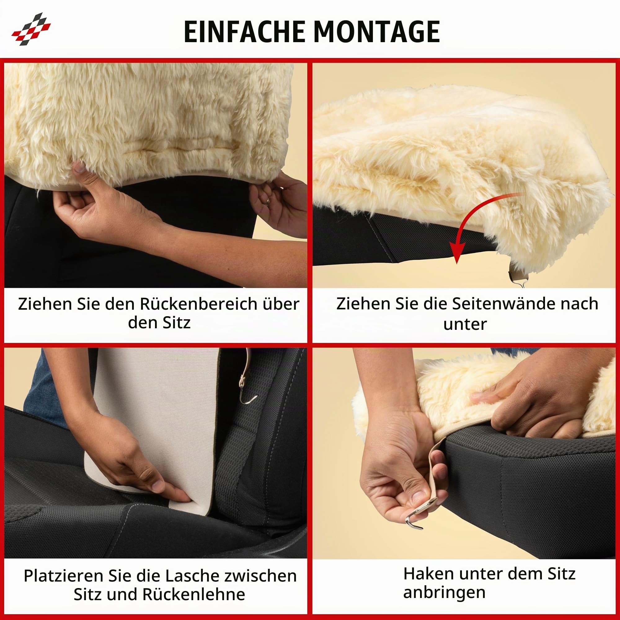 Walser Autositzbezug Lammfell Monette schwarz mit Zipp IT System 1-teilig Sitzbezug