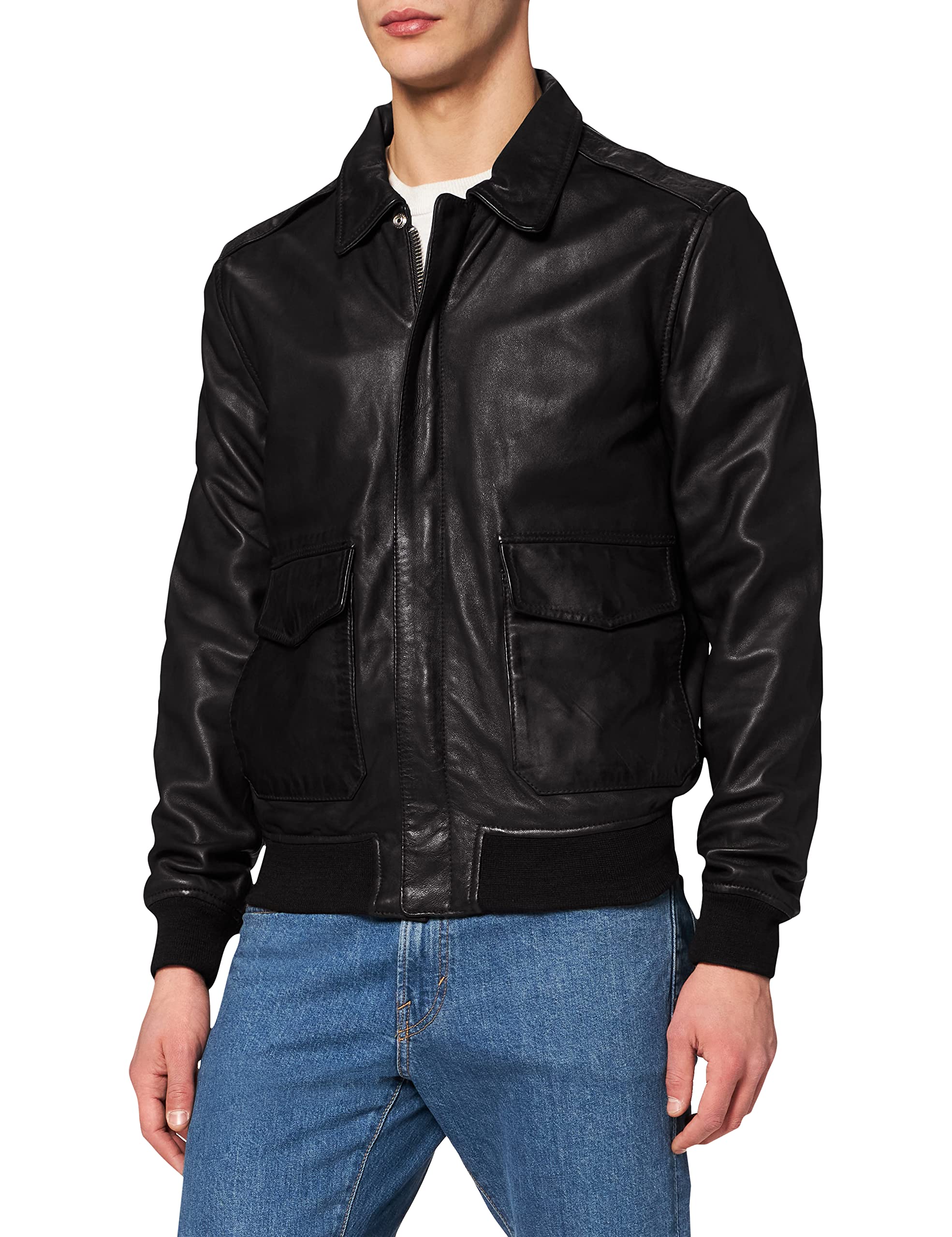 Schott NYC Men's Lcflightwx Jacket Not Applicable, Black (Black Black), Large