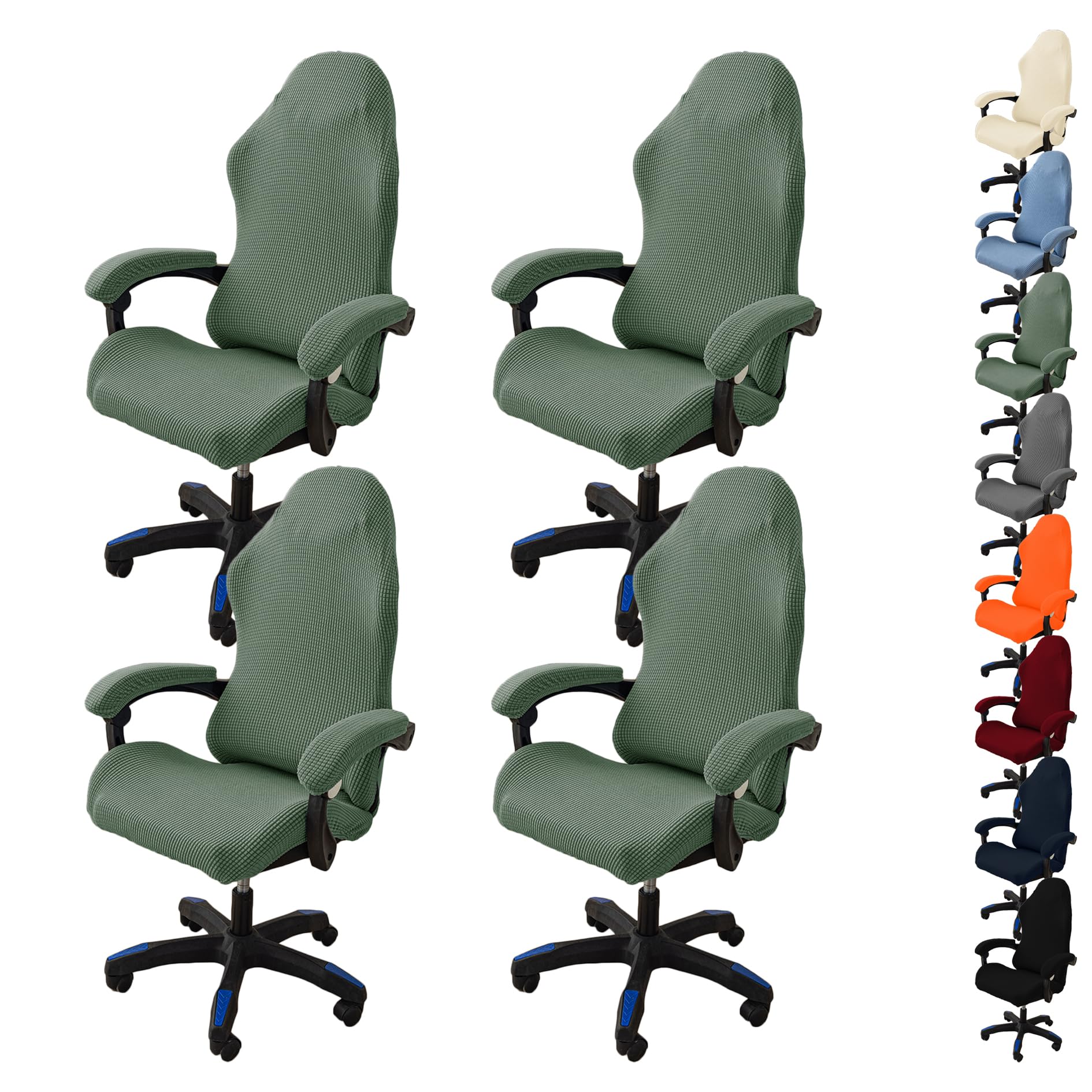 Confezione da 4 coprisedia elastici da ufficio con braccioli, resistenti, per sedie da computer e sedie da gioco