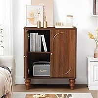 Vista 7 de ORRD Fluted Storage Cabinet, Modern Credenza Wooden Accent Sideboard Buffet Cabinet with Adjustable Shelves and Solid Wood Legs, Console Table for