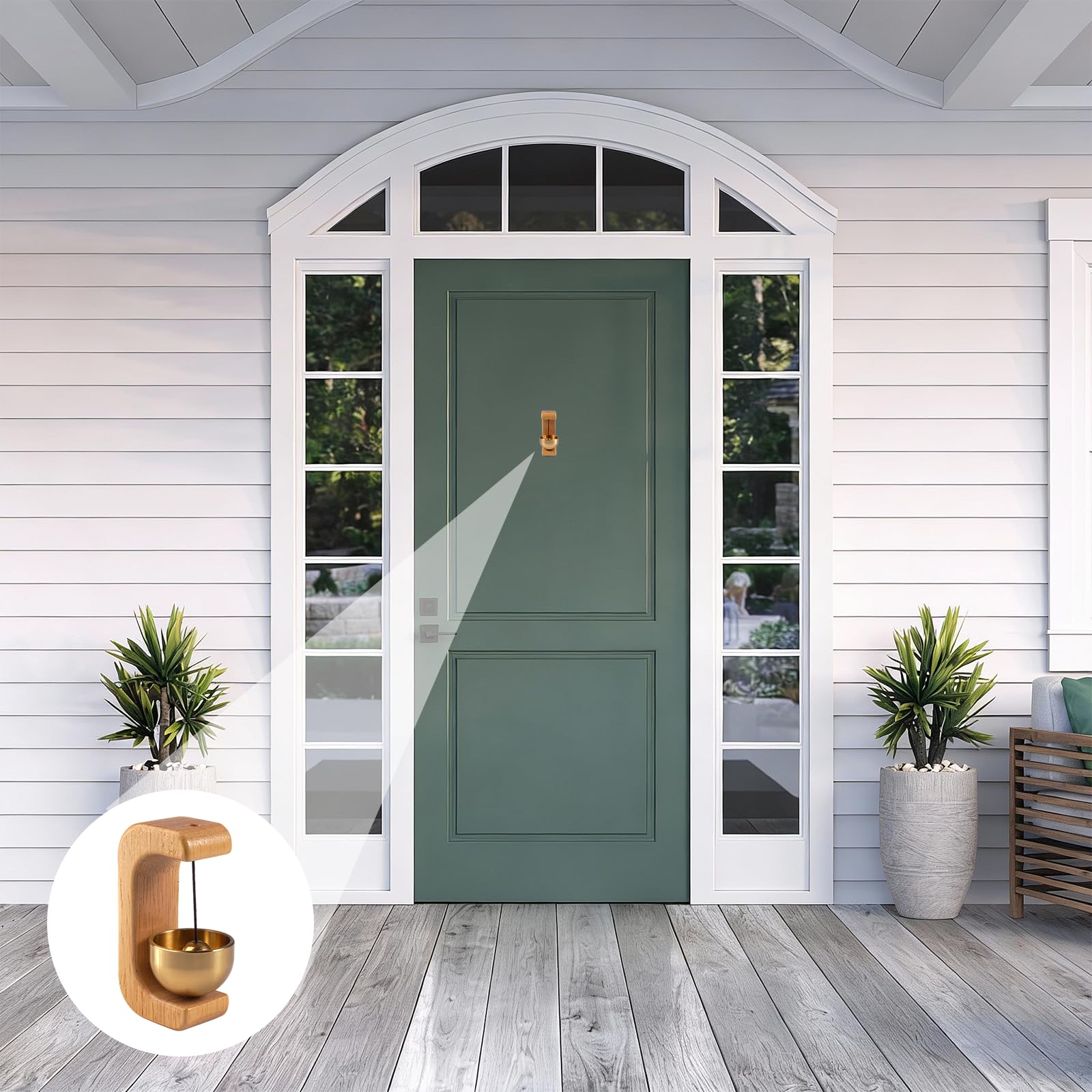 Timbre Magnético para Comerciantes, Timbre Magnético Puerta con Cinta de Doble Cara, Campanilla de Tienda de Madera en Forma de C para Decoración Hogar, Tienda, Refrigerador, Puertas, Entrada — view 6