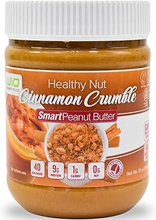 WiO SmartFoods™ Peanut Butter, 12-Oz, Healthy Cinnamon Crumble Peanut Butter, Low-Carb, Keto-Friendly, Sugar-Free